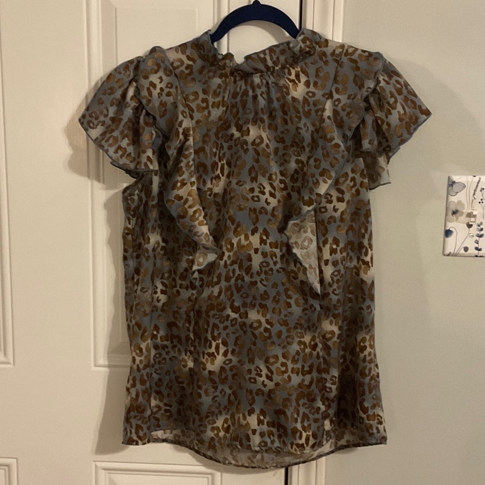 2 Leopard Print Ruffle Blouses